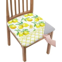 Lemon Seat Cover for Dining Room Chair, Stretch Seat Covers Set of 4, Washable Chair Seat Covers Removable Kitchen Chair Slipcovers Protector, Summer Fresh Lemons Yellow Geometric Quatrefoil Patterned