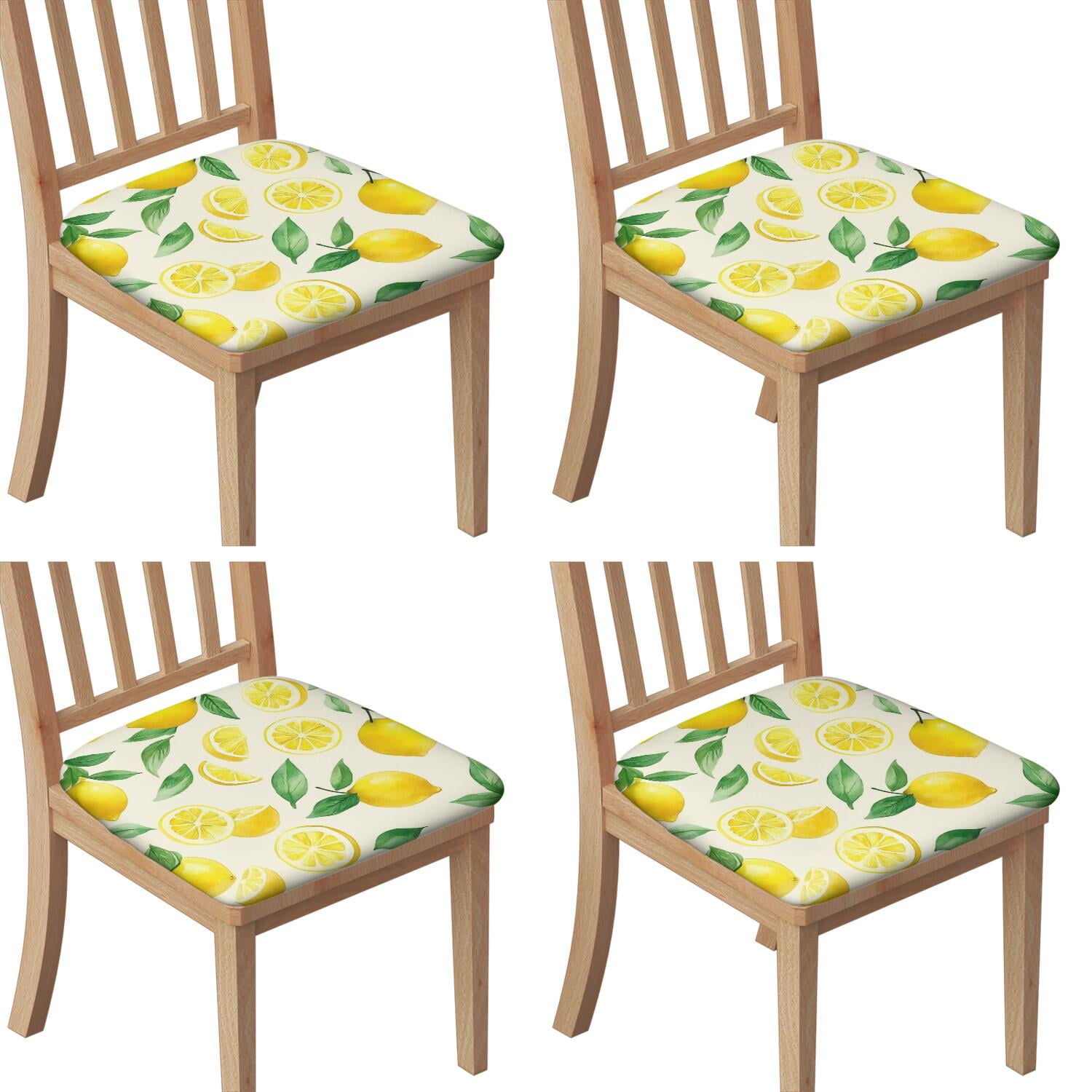 Lemon Seat Covers for Dining Room Chairs Set Of 4,Stretch Printed