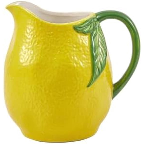 Lemon Shape Cute Handpainted Stoneware Pitcher, Microwave & Dishwasher Safe, Jug for Water, Drinks, Mocktails$$Home Decor, Kitchen, & Other