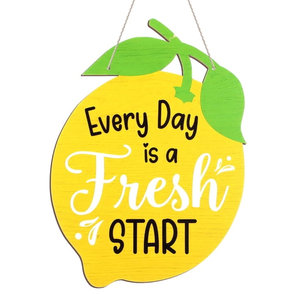 Lemon-Shape Kitchen Wall Decor "Every Day is a Fresh Start" Rustic Farmhouse Sign for Living Room, Kitchen, Laundry Room