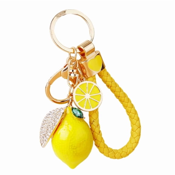 Lemon Shaped Metal Keychain With 4 Colorful Ropes Durable And Lightweight Keychain Decor For Keys Or Bag Accessories