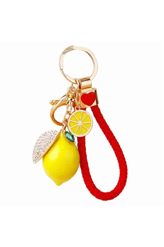 Lemon Shaped Metal Keychain With 4 Colorful Ropes Durable And Lightweight Keychain Decor For Keys Or Bag Accessories