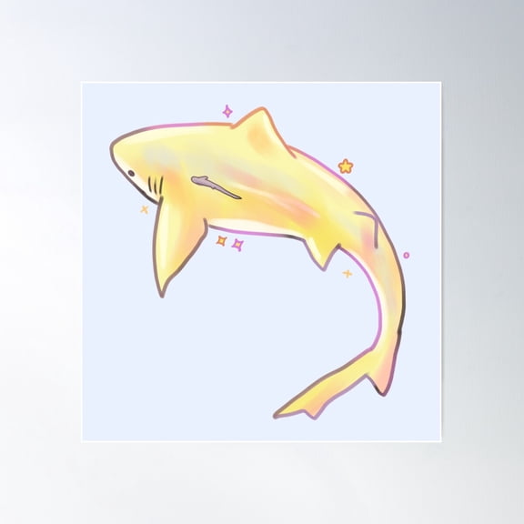 Lemon Shark Poster Wall Art, Modern Wall Decor For Living Room Bedroom, 24x24 UNFRAMED