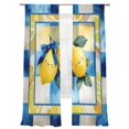 thumbnail image 1 of Lemon Sheer Curtains 2 Panels Set Watercolor Bowknot Lemon Blue White Plaid Yellow Border Sheer Window Curtains Light Filtering Rod Pocket Voile Drapes for Bedroom Living Room 52"X84", 1 of 8