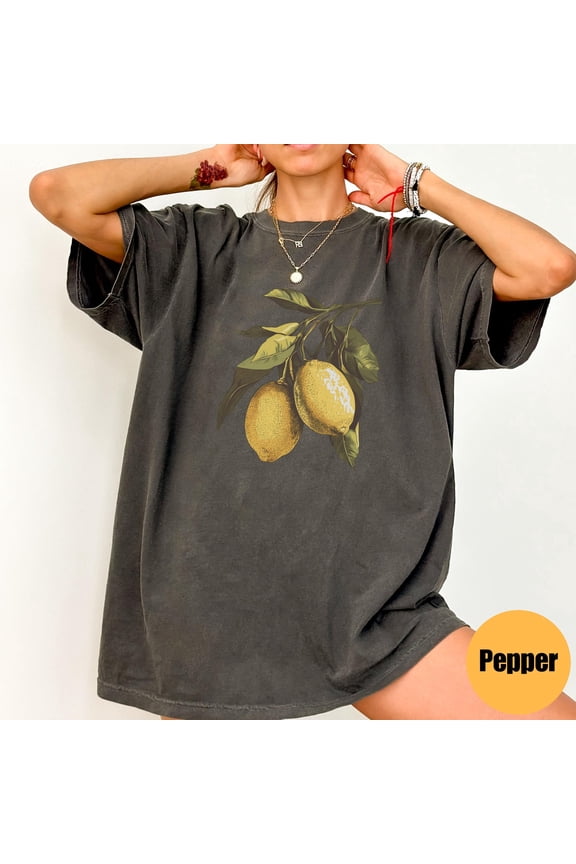 Lemon Shirt, Botanical Cottagecore Clothing, Lemon Print, Gardening, Indie Clothes, Cute F