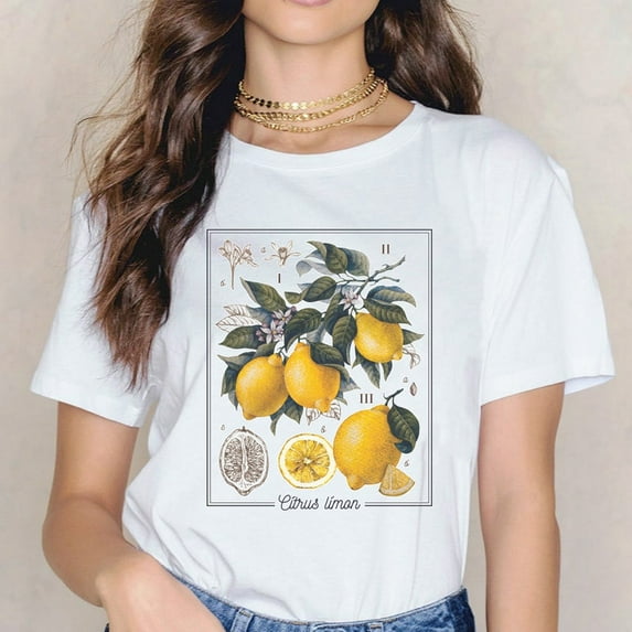 Lemon Shirt Botanical Shirt Cottagecore Clothing Lemon Print Gardening Shirt Indie Clothes Cute Fruit Shirt Aesthetic Clothes Lemon T Shirt
