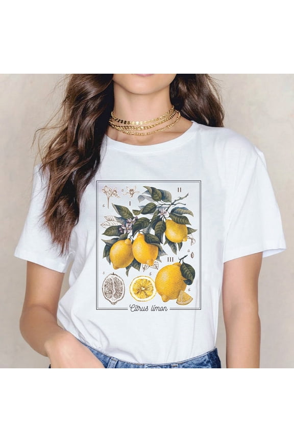 Lemon Shirt Botanical Shirt Cottagecore Clothing Lemon Print Gardening Shirt Indie Clothes Cute Fruit Shirt Aesthetic Clothes Lemon T Shirt