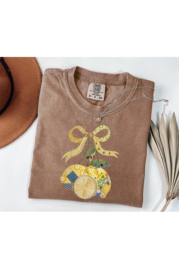 Lemon Shirt Summer Bow Tshirt Cute Lemon Tee Yellow Aesthetic Top Fruit Graphic Apparel Fu