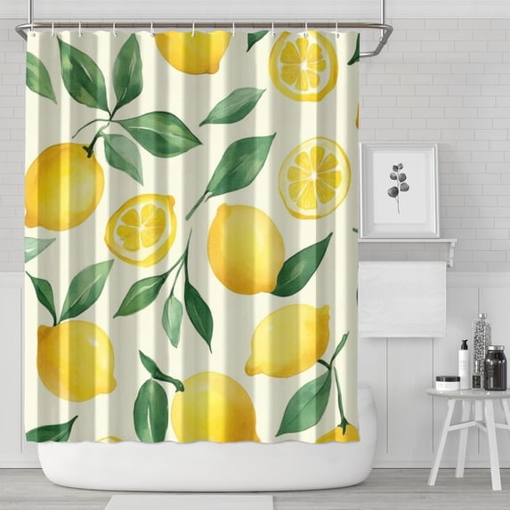 Lemon Shower Curtain 84x72in ,Bathroom Decorative Shower Curtains Set with 12 Hooks,Modern Waterproof Washable Shower Curtain