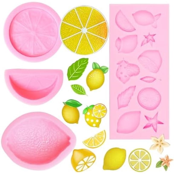 Lemon Silicone Molds, Lemon Slices Leaf Chocolate Molds, Fruit Candy Baking Molds for Cake Decoration Cupcake Topper Fondant Sugar Craft Gum Paste Clay Resin