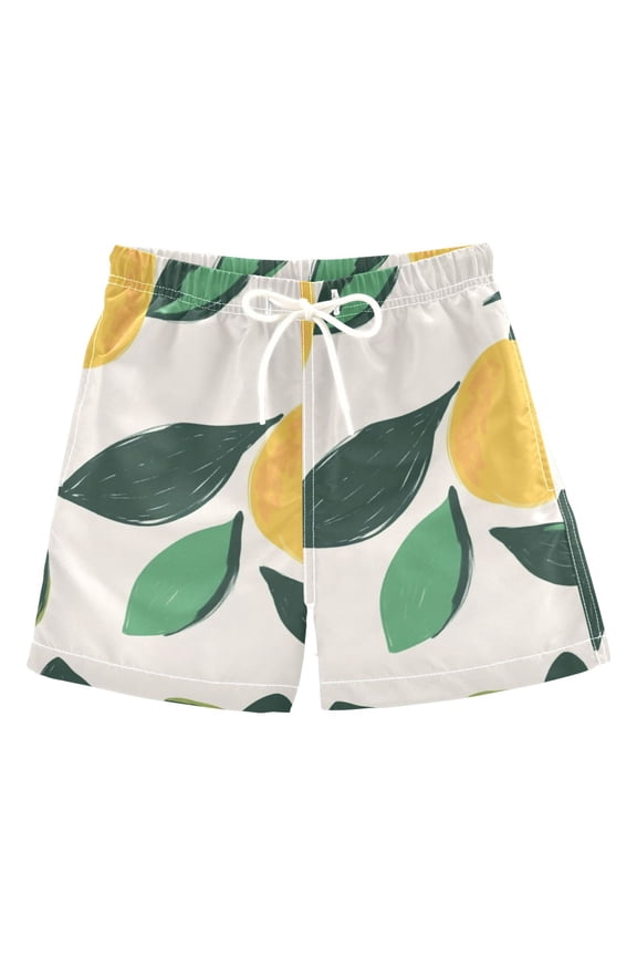 Lemon Simple Chart Boys Swim Trunks Quick Dry Boy Swim Shorts for 3-14 Years