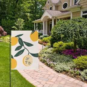 Lemon Simple Line Drawing Garden Flag 12x18 inch Double Sided Outside Yard Decorations for Home Outdoor