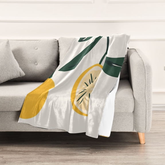 Lemon Simple Line Drawing Throw Blanket 60" x 90" Soft and Warm Blankets for Couch Sofa and Bed