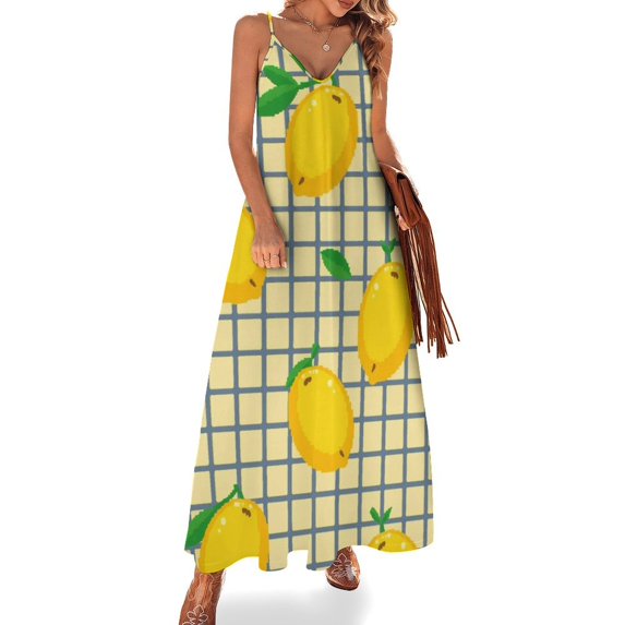 Lemon Sleeveless Dress Women's Clothing Chic And Elegant Woman Dress Elegant Women's Sets