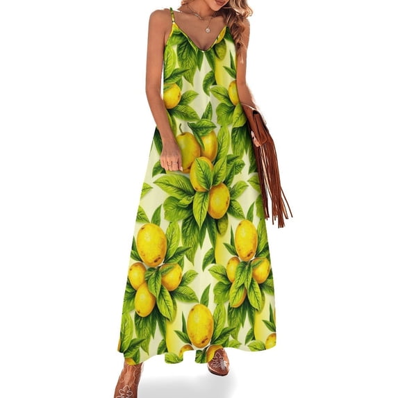 Lemon Sleeveless Dress Women's Clothing Chic And Elegant Woman Dress Elegant Women's Sets