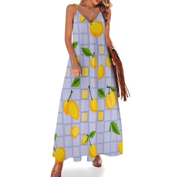 Lemon Sleeveless Dress Women's Clothing Chic And Elegant Woman Dress Elegant Women's Sets