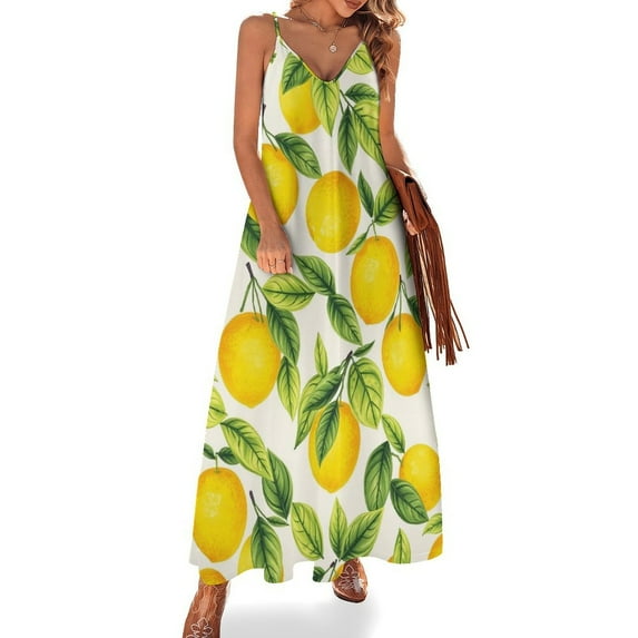Lemon Sleeveless Dress Women's Clothing Chic And Elegant Woman Dress Elegant Women's Sets