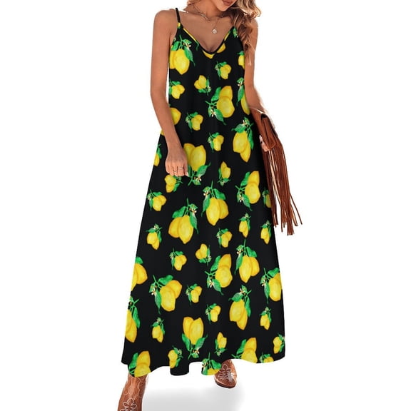 Lemon Sleeveless Dress Women's Evening Dress Womans Clothing