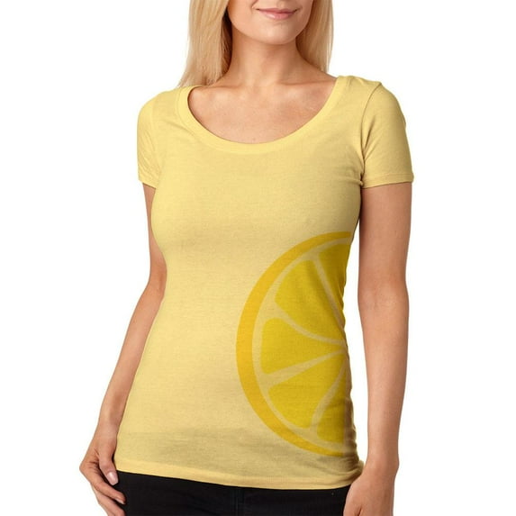 Lemon Slice Costume Womens Soft Scoop T Shirt Yellow Haze MD