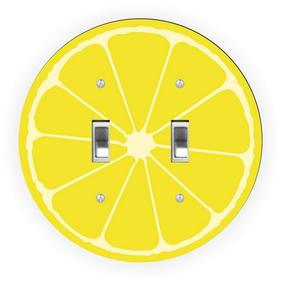 Lemon Slice Design - Round Light Switch Plate Cover - Double Toggle