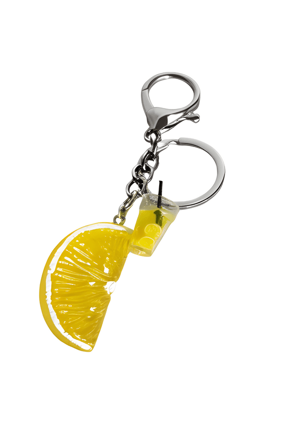 Lemon Slice Keychain Tiny Lemonade Drink, Refreshing Keyring Eye-Catching Durable Resin