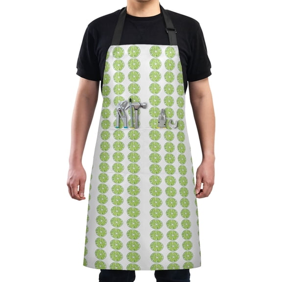 Lemon Slice Kitchen Apron with 2 Pockets Adjustable waterproof Cooking Aprons for Women Men Chef