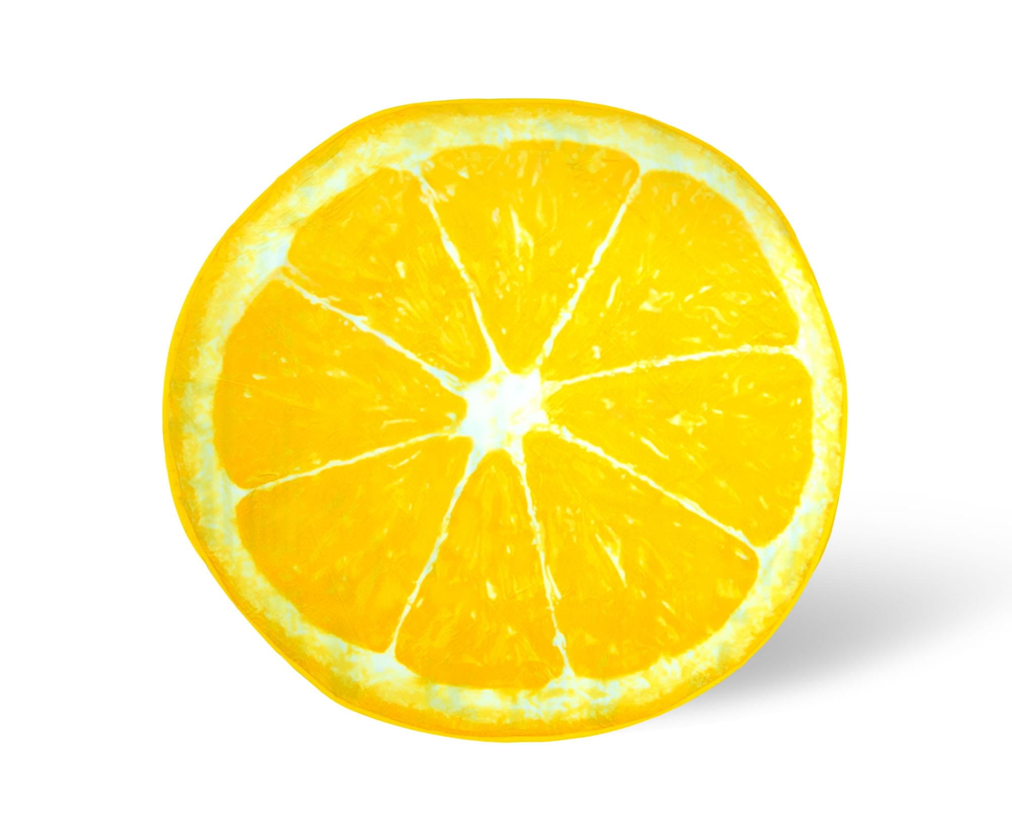 Lemon Slice Round Fleece Throw Blanket in Yellow and White