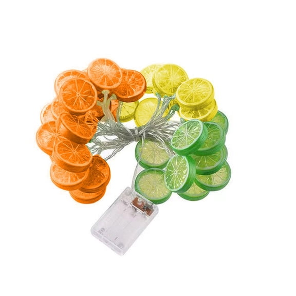 Lemon Slice String Lights - 10 LED Fairy Lights with Mixed Orange & Lime Fruit Design, Battery Operated for Bedroom, Party, Patio, Wedding Decor - Fun & Fresh Atmosphere Accent Lights
