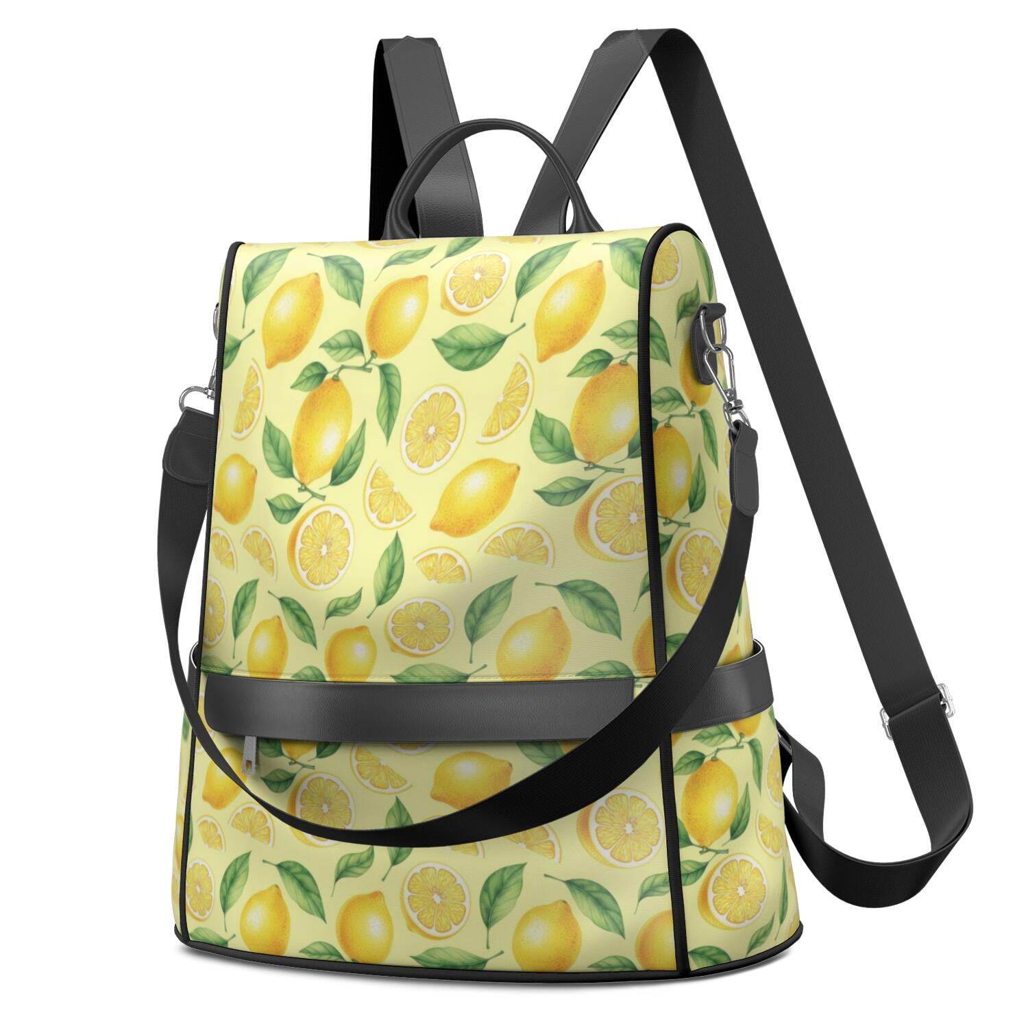 Lemon and Slice Yellow Pattern Fashion Backpack, Casual Daypack with ...