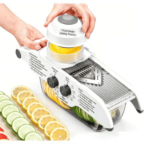 Lemon Slicer for Fruit and Vegetables, Multi-Functional with 5-Gear Thickness, Stable Base, Easy to Clean, for Food Prep