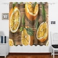 thumbnail image 1 of Lemon Slices Leaves Curtains Black Out 63 Inch Length Curtains for Sliding Glass Doors Bedroom Living Room 2 Panels Set, 1 of 5