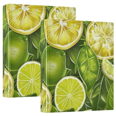 Lemon Slices and Leaves 3 Ring Hardcover Binders 1.5" Round Rings for Letter-Size Folder Paper Organizer Pockets for Office Student Recipe 1 Pack