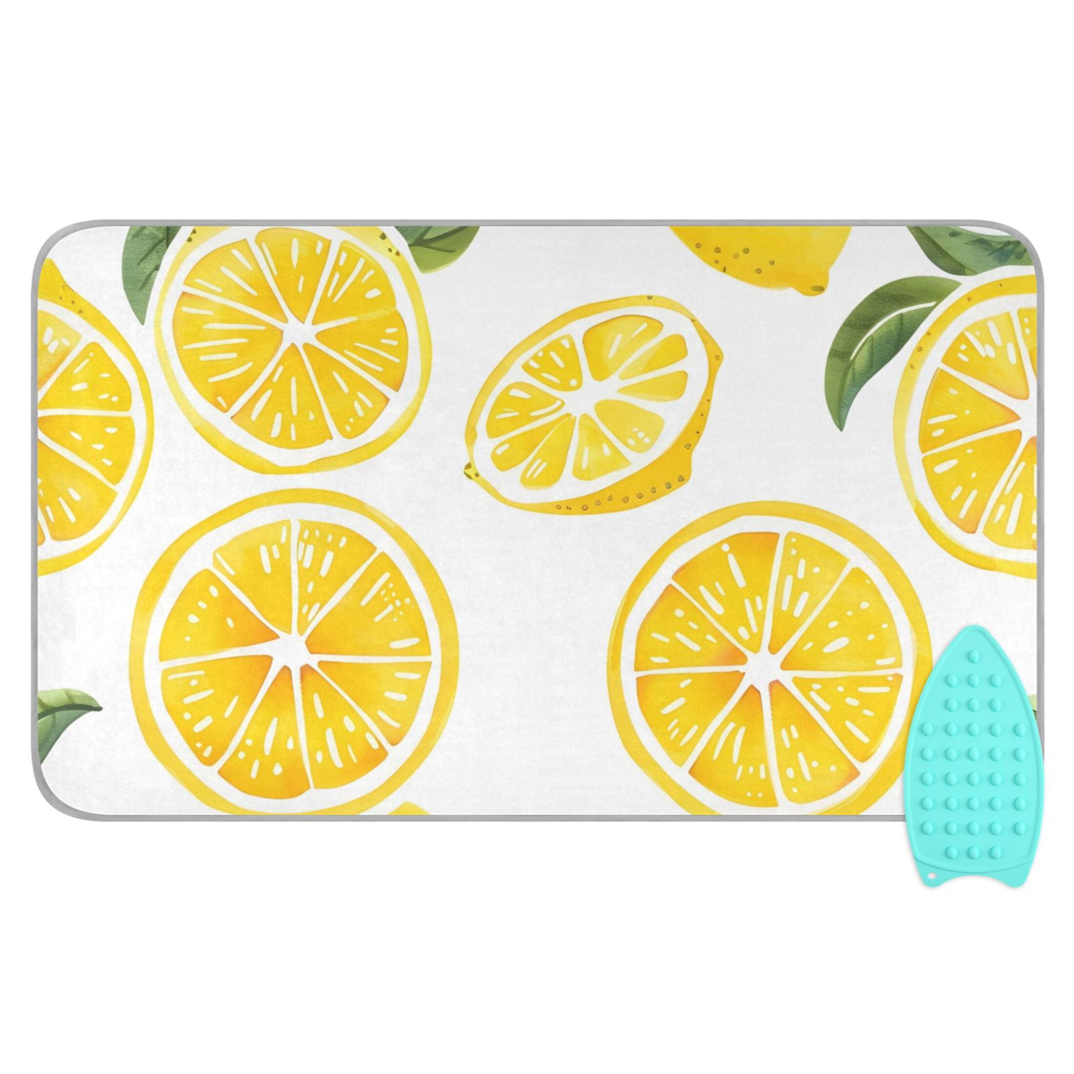 Lemon Slices with Leaves Ironing Mat Blanket Portable Travel Ironing Pad Heat Resistant Pad 47.2" x 27.6”