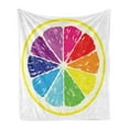 thumbnail image 1 of Lemon Soft Flannel Fleece Blanket, Cross-Sectional View of Partioned Citrus with Transitioned Rainbow Colors Slice Frame, Cozy Plush for Indoor and Outdoor Use, 70" x 90", Multicolor, by Ambesonne, 1 of 6