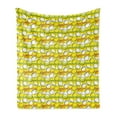 thumbnail image 1 of Lemon Soft Flannel Fleece Blanket, Dotted Fresh Citrus Fruits Pattern with Horizontal Stripes with Summer Season Colors, Cozy Plush for Indoor and Outdoor Use, 70" x 90", Multicolor, by Ambesonne, 1 of 5