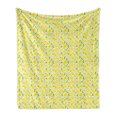 thumbnail image 1 of Lemon Soft Flannel Fleece Throw Blanket, Cartoon Lemons with Zigzags Fruit Ornamental Print, Cozy Plush for Indoor and Outdoor Use, 50" x 60", Mustard Lime Green, by Ambesonne, 1 of 5