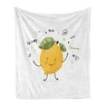 thumbnail image 1 of Lemon Soft Flannel Fleece Throw Blanket, Funny Lemon Doodle Be Happy Summer Key Typography, Cozy Plush for Indoor and Outdoor Use, 70" x 90", Olive Green Earth Yellow, by Ambesonne, 1 of 5