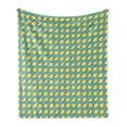 thumbnail image 1 of Lemon Soft Flannel Fleece Throw Blanket, Healthy Fruit Theme Juicy Sliced and Whole Lemons, Cozy Plush for Indoor and Outdoor Use, 50" x 70", Yellow Sea Green, by Ambesonne, 1 of 5