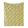 thumbnail image 1 of Lemon Soft Flannel Fleece Throw Blanket, Vibrant Colored Sliced and Whole Lemons Summer Theme Vintage Print, Cozy Plush for Indoor and Outdoor Use, 50" x 70", Dried Rose Yellow, by Ambesonne, 1 of 5