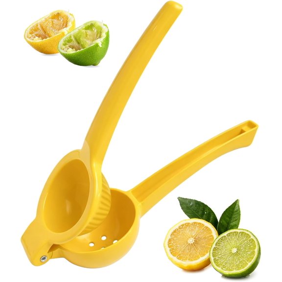 Lemon Squeezer, Fast Effortless Juice Extraction with Large Metal Citrus Juicer, Maximum Yield Lightweight Hand Lime Squeezer, Manual Lemon Juicer Press, Easy to Use Squeeze Tool, Yellow