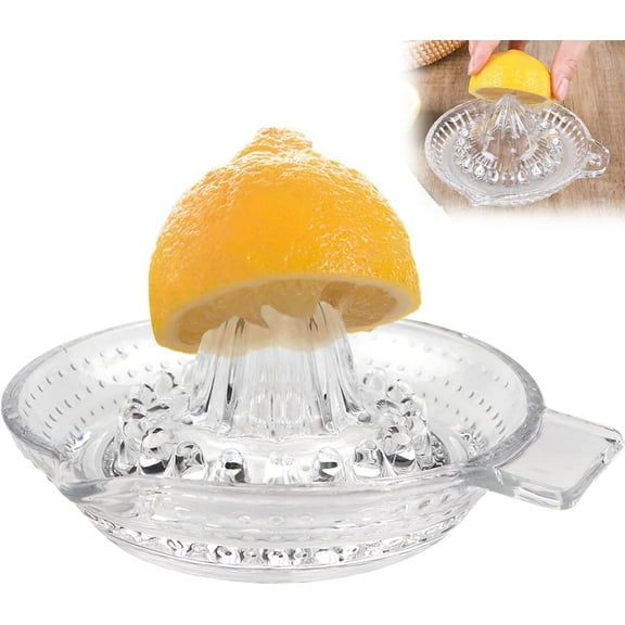 Lemon Squeezer Fruit Hand Squeezer Hand Juicer with Handle, Dishwasher Safe, Heavyweight Glass