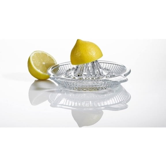 Lemon Squeezer, Portable Citrus Juicer, Crystal Reamer Manual Juicer with Handle and Spout for Fresh Juice, Lime Orange, Heavy Clear Glass