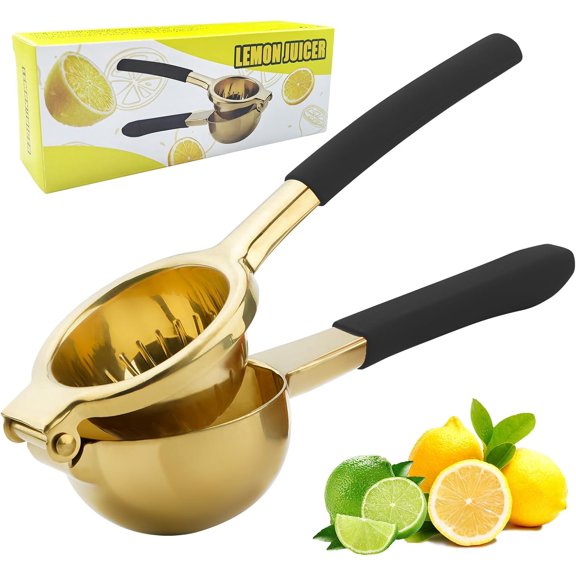 Lemon Squeezer Stainless Steel Lemon Juicer Manual Heavy Duty Lemon Juicer Pro-Grade No Seeds Citrus Juicer(Gold)