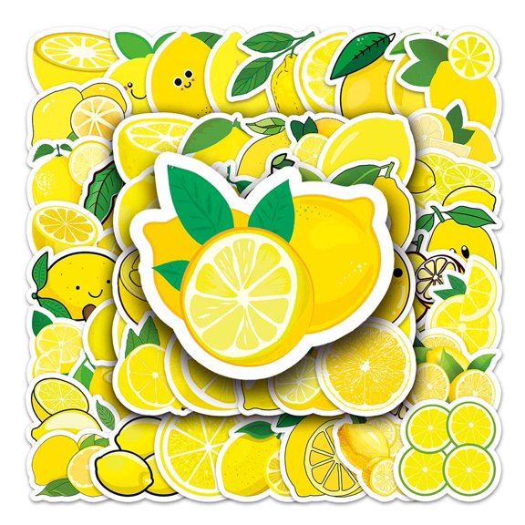 Lemon Stickers |50Pcs Lemon Waterproof Vinyl Decals for Water Bottles Laptop Luggage Cup Computer Mobile Phone Skateboard