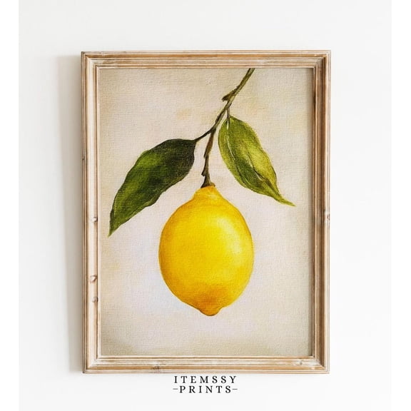 Lemon Still Life Art Poster, Vintage Style, Kitchen Wall Decor, Small Fruit Poster, Quirky Retro Home Art, Summer Accent, 24x36 UNFRAMED