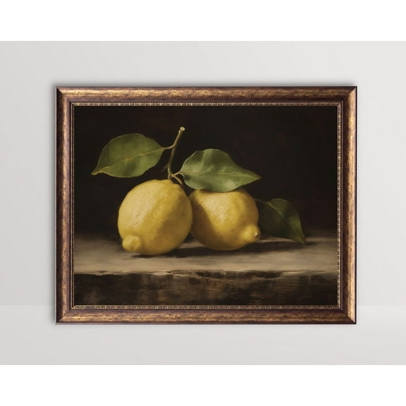 Lemon, Still Life, Kitchen Wall Art, Moody Fruit Art Poster, Vintage Citrus , Antique Food Poster, Country House Decor, Unframed Poster Size 24x36