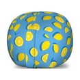 thumbnail image 1 of Lemon Storage Toy Bag Chair, Summer Theme Energetic Colors Sliced and Whole Lemons on Blue Backdrop, Stuffed Animal Organizer Washable Bag, Small Size, Sky Blue and Mustard, by Ambesonne, 1 of 3