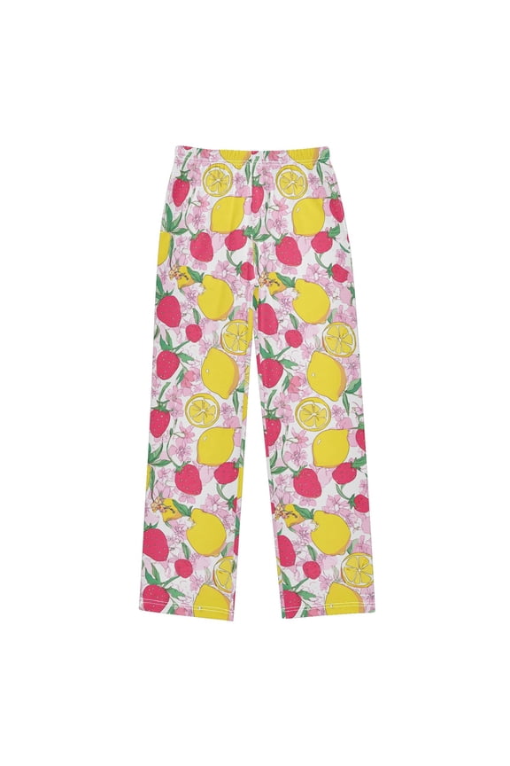 Lemon Strawberry Blossom Pajama Pants Soft Lightweight Lounge Pants Bottoms Sleep Pants Warm Comfy