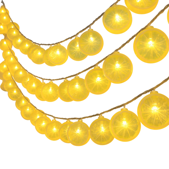 Lemon String Lights - 1Set 20 LED Battery Powered Fruit Decor for Party Kitchen Summer,K
