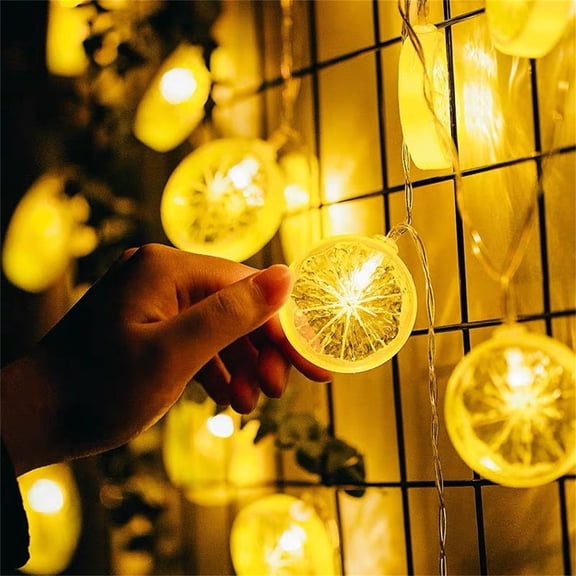 Lemon String Lights,6.56 ft Yellow Lime Slice 10 LED Decorative Lights, Battery Operated Warm-Glow Lemon Decorations Waterproof Fruit Design Fairy Lights for Wedding Home Party Indoor Outdoor